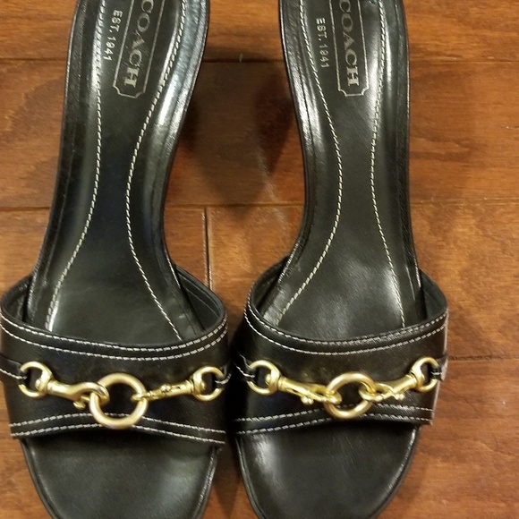 Gently used pair of Coach Stack Heal Mules Size - Picture 2 of 4